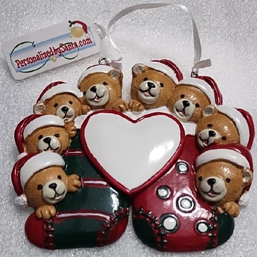 Personalized Family Ornament Teddy Bears Family Of 8 Christmas Tree Ornament